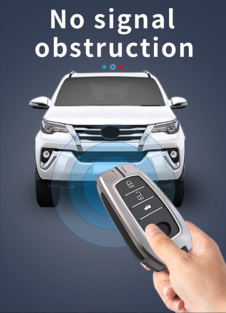 KEY COVER HOUSE Metal Striped Key Cover And Key Chain Compatible For Fortuner/Innova Crysta,Fortuner, Fortuner Legender, Land Cruiser, Camry, Invicto 3 Button Smart Key