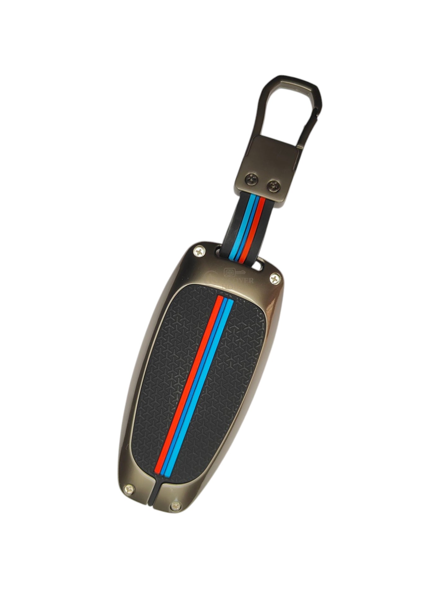 KEY COVER HOUSE Metal Striped Key Cover And Key Chain Compatible For Tucson 4 button smart key