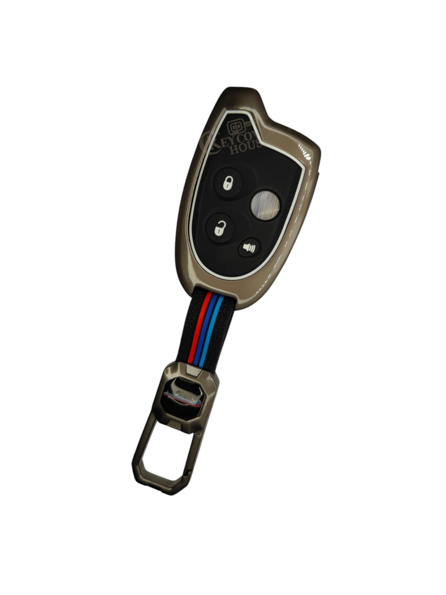 KEY COVER HOUSE Metal Striped Key Cover And Key Chain Compatible For Swift, Dzire, Ritz, WagonR, S-Cross, Ertiga, Astar, Ciaz, Celerio, WagonR, Baleno, Brezza Car Nippon Universal Remote