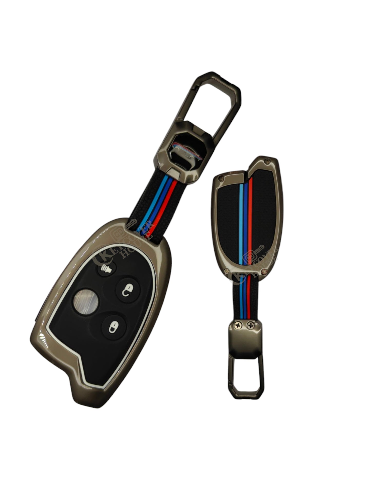 KEY COVER HOUSE Metal Striped Key Cover And Key Chain Compatible For Swift, Dzire, Ritz, WagonR, S-Cross, Ertiga, Astar, Ciaz, Celerio, WagonR, Baleno, Brezza Car Nippon Universal Remote