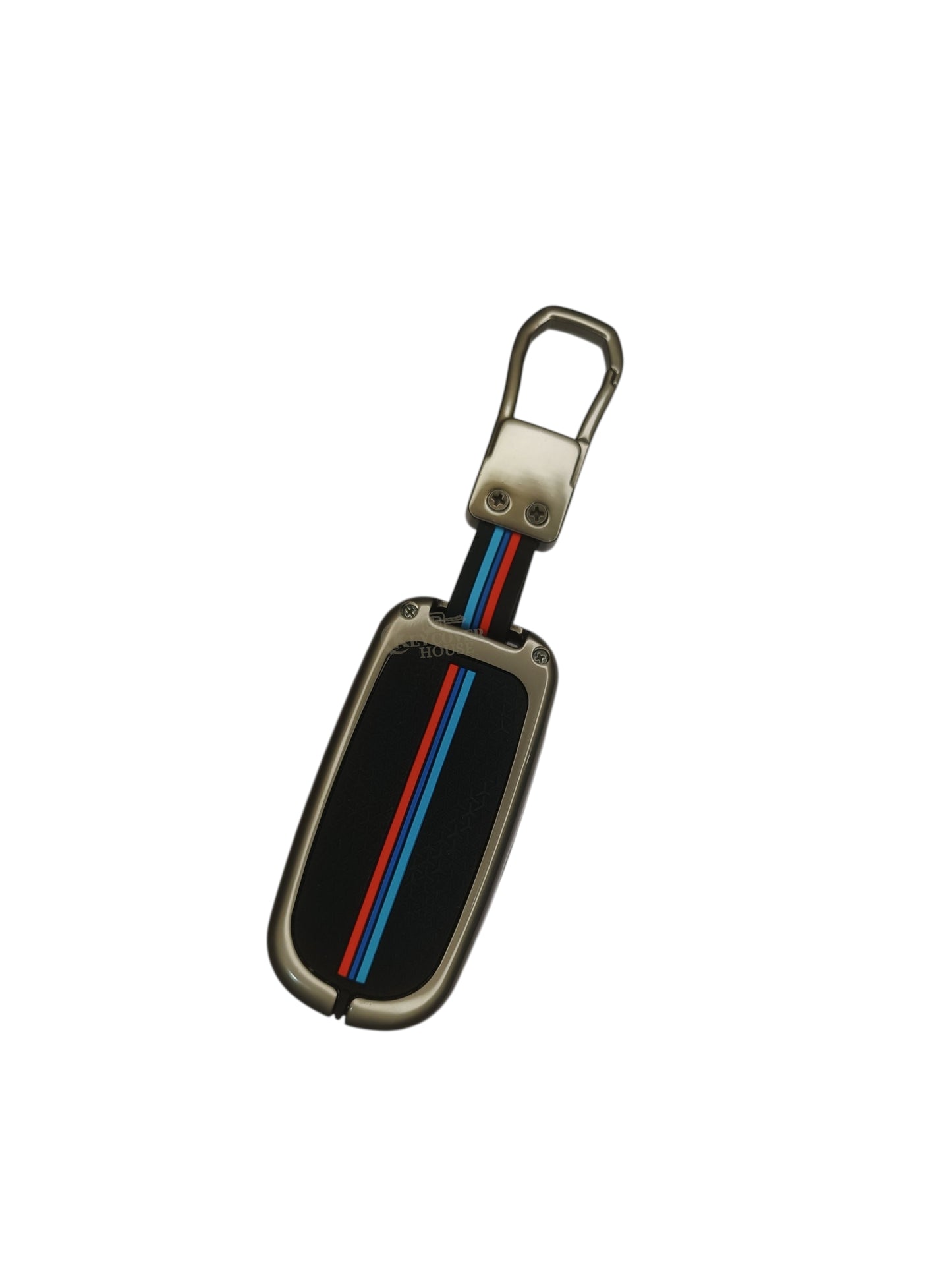 KEY COVER HOUSE Metal Striped Key Cover And Key Chain Compatible For Jeep Meridian, Compass, Trailhawk, 2 Button Smart Key