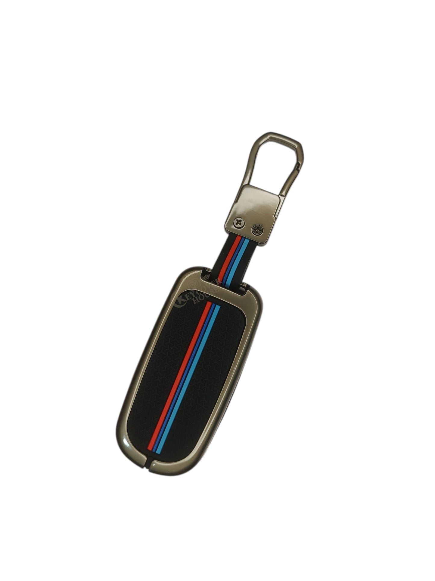 KEY COVER HOUSE Metal Striped Key Cover And Key Chain Compatible For Jeep Meridian, Compass, Trailhawk, 3 Button Smart Key