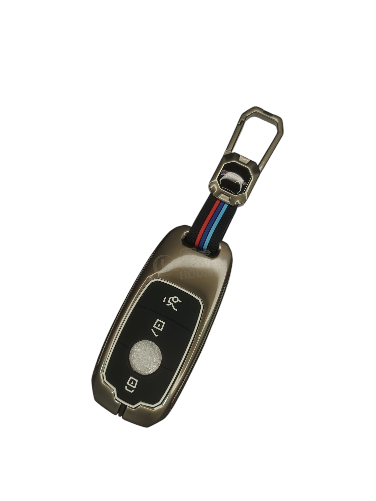 KEY COVER HOUSE Metal Striped Key Cover and Key Chain Compatible for Mercedes Benz A Class, C Class, G Class, E Class, S Class 2020 Onwards Cars New 3 Button Smart Key
