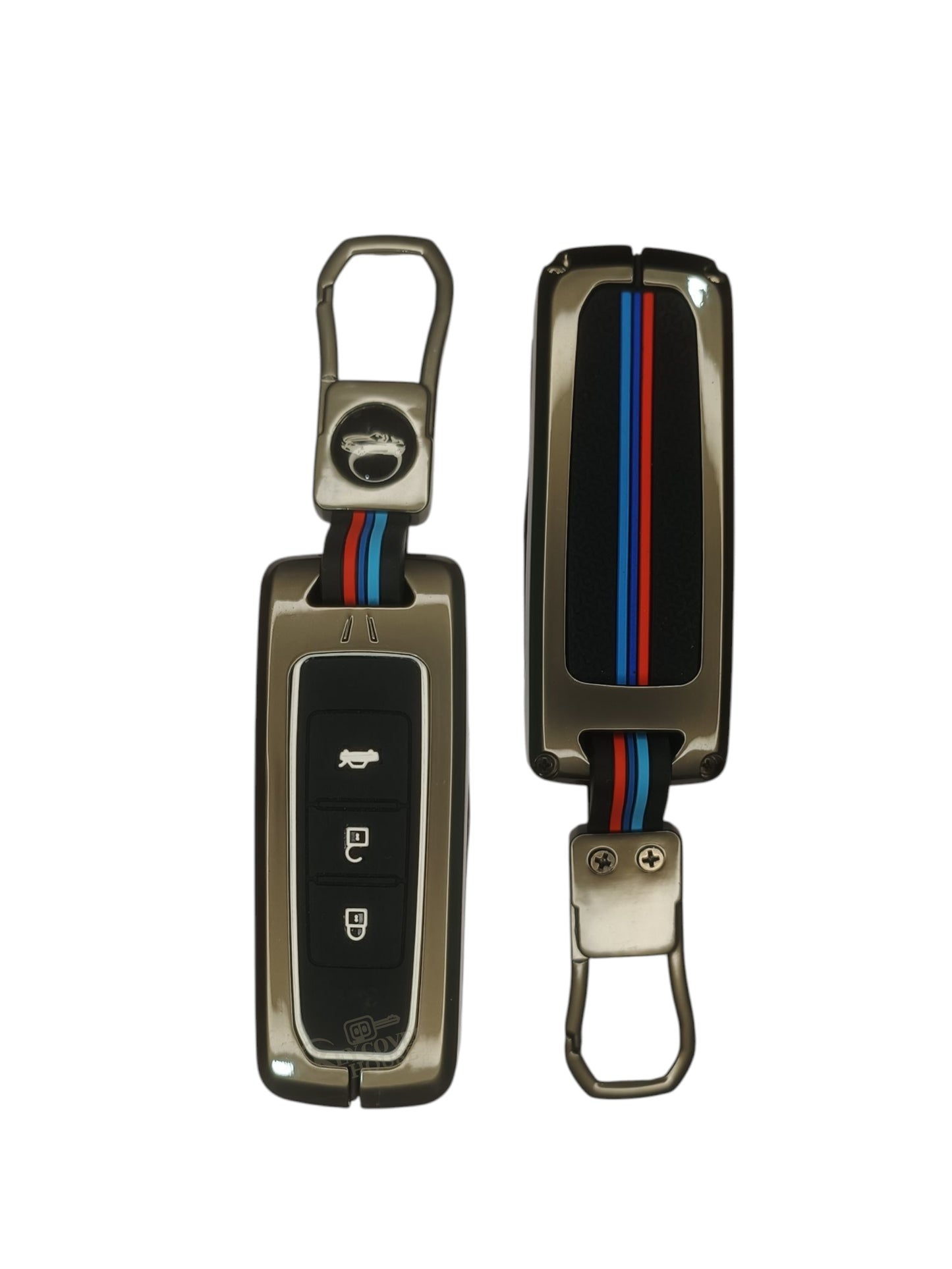 KEY COVER HOUSE Metal Striped Key Cover And Key Chain Compatible For Mg Hector