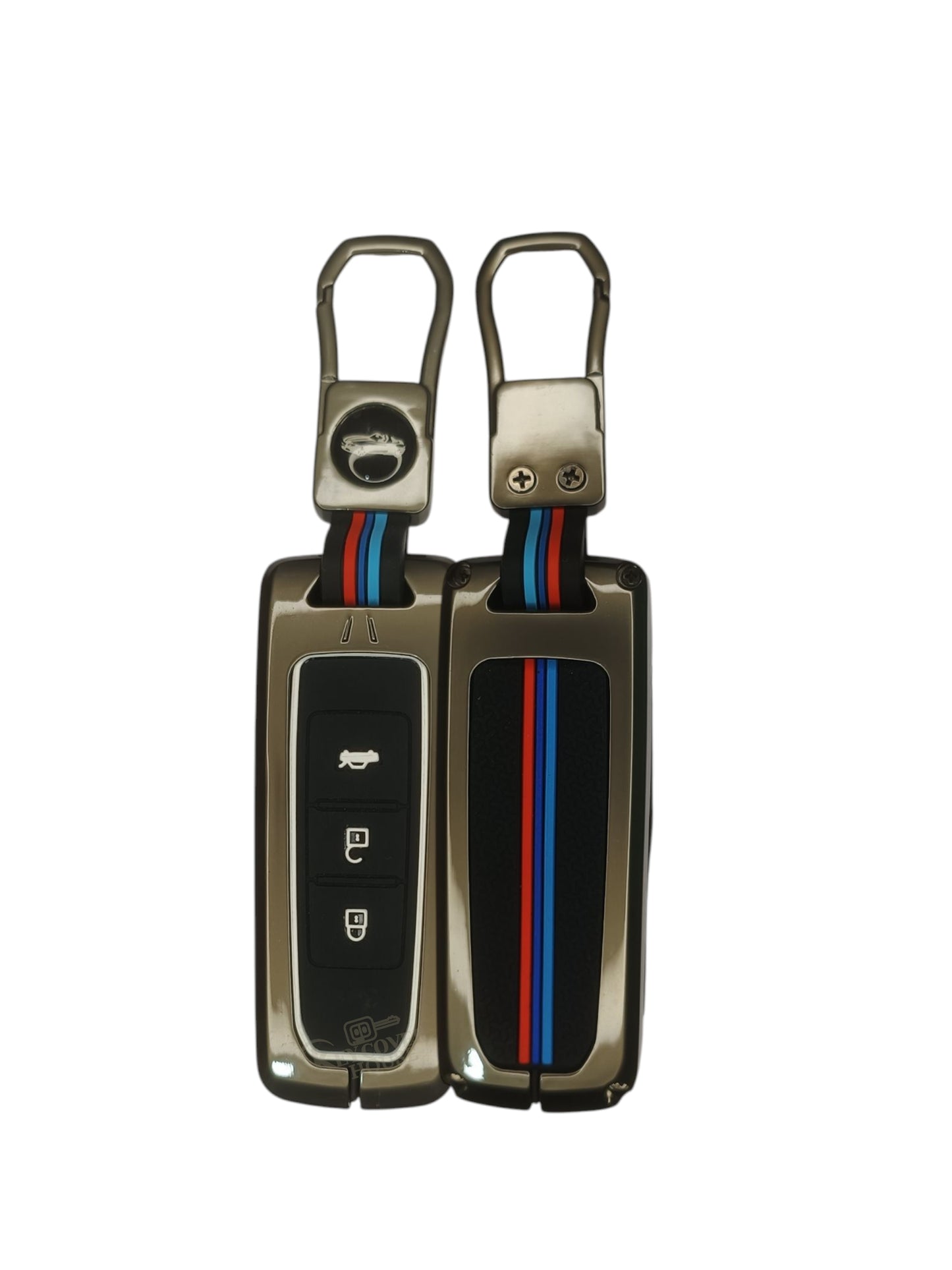 KEY COVER HOUSE Metal Striped Key Cover And Key Chain Compatible For Mg Hector