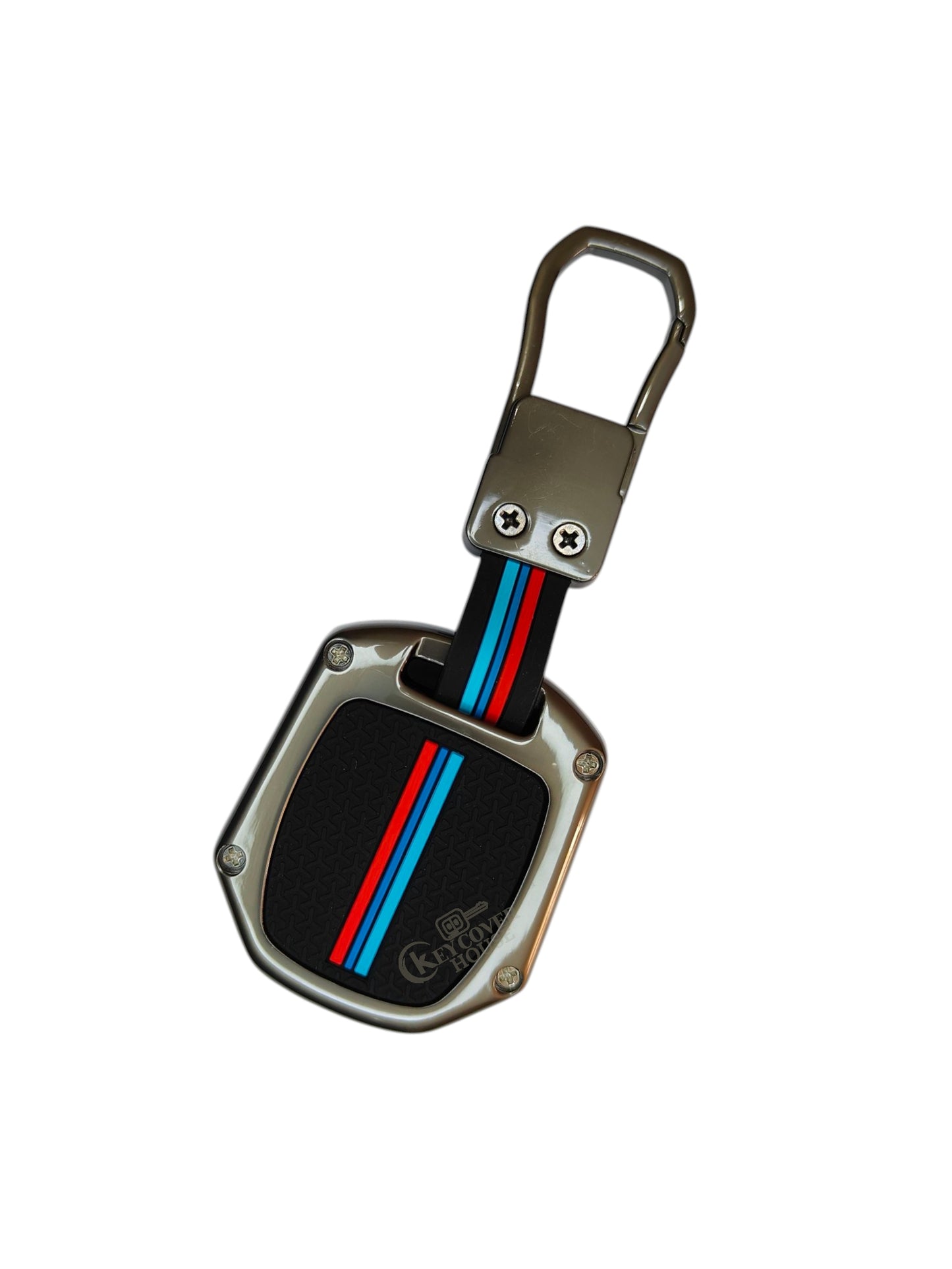 KEY COVER HOUSE Metal Striped Key Cover And Key Chain Compatible For Honda "Amaze/Brio/City/Civic/ CR-V/Jazz/Mobilio"2 Cross Button
