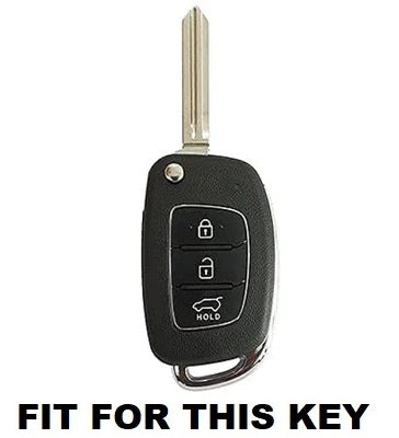 KEY COVER HOUSE Metal Striped Key Cover and Key Chain Compatible for Hyundai Creta I Venue I Tucson I Alcazar I i20 I Grand i10 Nios I Aura I Xcent I Exter 3 Button Flip Key