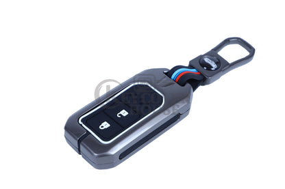 KEY COVER HOUSE Metal Striped Key Cover And Key Chain Compatible For Honda "Accod/BR-V/City/Civic/ CR-V/Jazz/WR-V"2 Button Smart Key