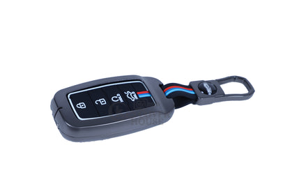 KEY COVER HOUSE Metal Striped Key Cover And Key Chain Compatible For Kia - Key Cover House