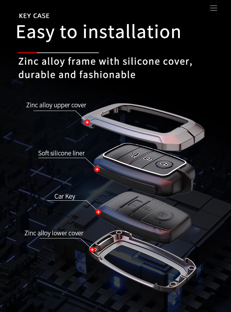 KEY COVER HOUSE Metal Striped Key Cover And Key Chain Compatible For Suzuki Ertiga, Dezire Car 3 Button Smart Key