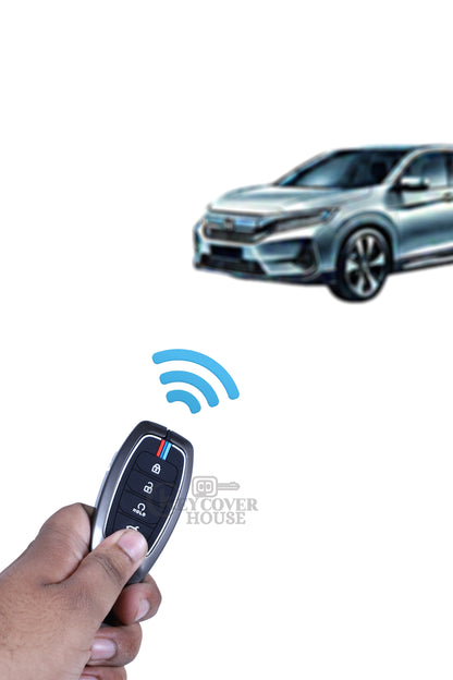 KEY COVER HOUSE Metal Striped Key Cover And Key Chain Compatible For Hyundai Verna 2024 2023 | i20 Facelift N Line,N8 Car,4 button smart key