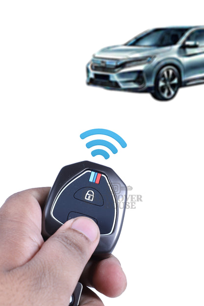 KEY COVER HOUSE Metal Striped Key Cover And Key Chain Compatible For "Camry/Corolla/Fortuner/ Innova"2 button smart key