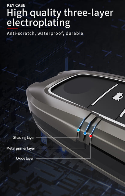 KEY COVER HOUSE Metal Striped Key Cover And Key Chain Compatible For  Fortuner/Innova Crysta,Fortuner, Fortuner Legender, Land Cruiser, Camry, Invicto 3 Button Smart Key