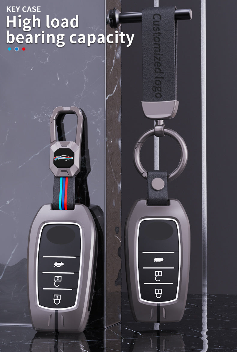 KEY COVER HOUSE Metal Striped Key Cover And Key Chain Compatible For  Fortuner/Innova Crysta,Fortuner, Fortuner Legender, Land Cruiser, Camry, Invicto 3 Button Smart Key