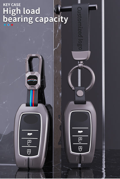 KEY COVER HOUSE Metal Striped Key Cover And Key Chain Compatible For  Fortuner/Innova Crysta,Fortuner, Fortuner Legender, Land Cruiser, Camry, Invicto 3 Button Smart Key