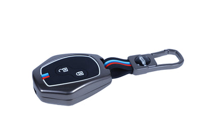 KEY COVER HOUSE Metal Striped Key Cover And Key Chain Compatible For Renult "Renault :Duster/Lodgy/Logan/Verito Nissan: Terrano Dacia Logan/Sandero"