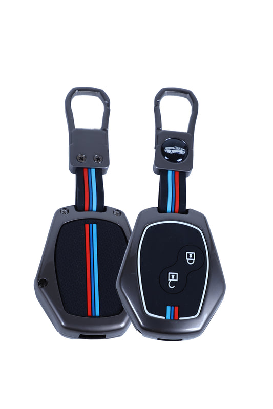 KEY COVER HOUSE Metal Striped Key Cover And Key Chain Compatible For Renult "Renault :Duster/Lodgy/Logan/Verito Nissan: Terrano Dacia Logan/Sandero"