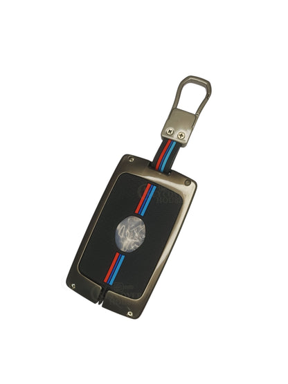 KEY COVER HOUSE Metal Striped Key Cover And Key Chain Compatible For Renult "Triber/Koleos/ Kadjar/Espace 5/Talisman/Duster/Scenic /Captur/Megane 4"4 Button Smart  Key
