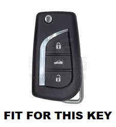 KEY COVER HOUSE Metal Striped Key Cover And Key Chain Compatible For Corolla Altis/Innova Crysta 3 Button Flip Key