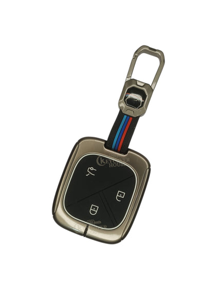KEY COVER HOUSE Metal Striped Key Cover And Key Chain Compatible For MG Comet