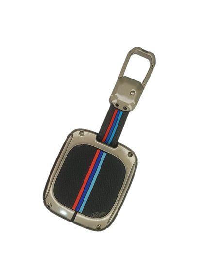 KEY COVER HOUSE Metal Striped Key Cover And Key Chain Compatible For MG Comet