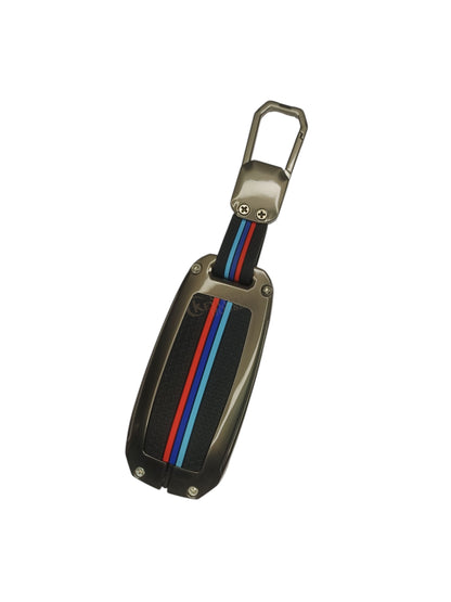 KEY COVER HOUSE Metal Striped Key Cover and Key Chain Compatible for Mercedes Benz A Class, C Class, G Class, E Class, S Class 2020 Onwards Cars New 3 Button Smart Key