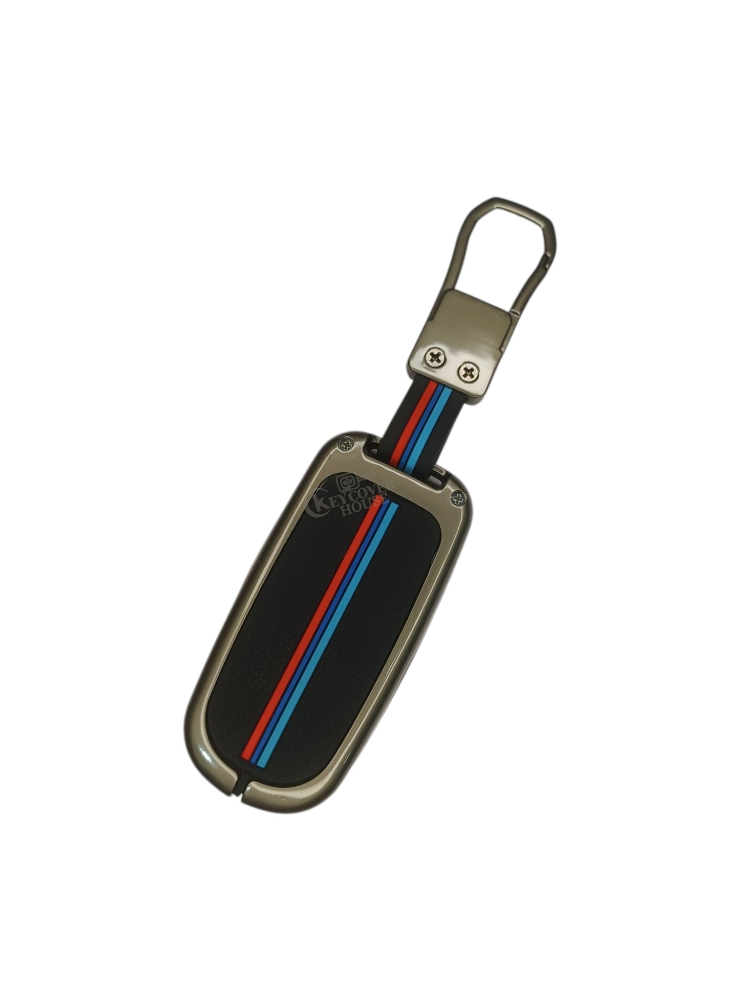 KEY COVER HOUSE Metal Striped Key Cover And Key Chain Compatible For Jeep Meridian, Compass, Trailhawk, 5 Button Smart Key (Copy)