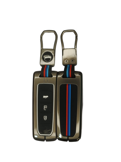 KEY COVER HOUSE Metal Striped Key Cover And Key Chain Compatible For Mg Hector