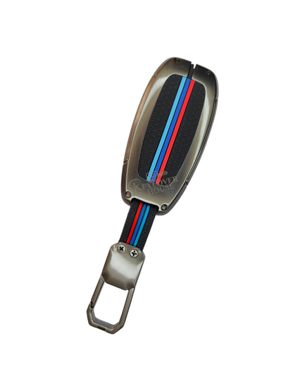 KEY COVER HOUSE Metal Striped Key Cover And Key Chain Compatible For  New Verna 2020/Tucson 2021,4Button Smart key
