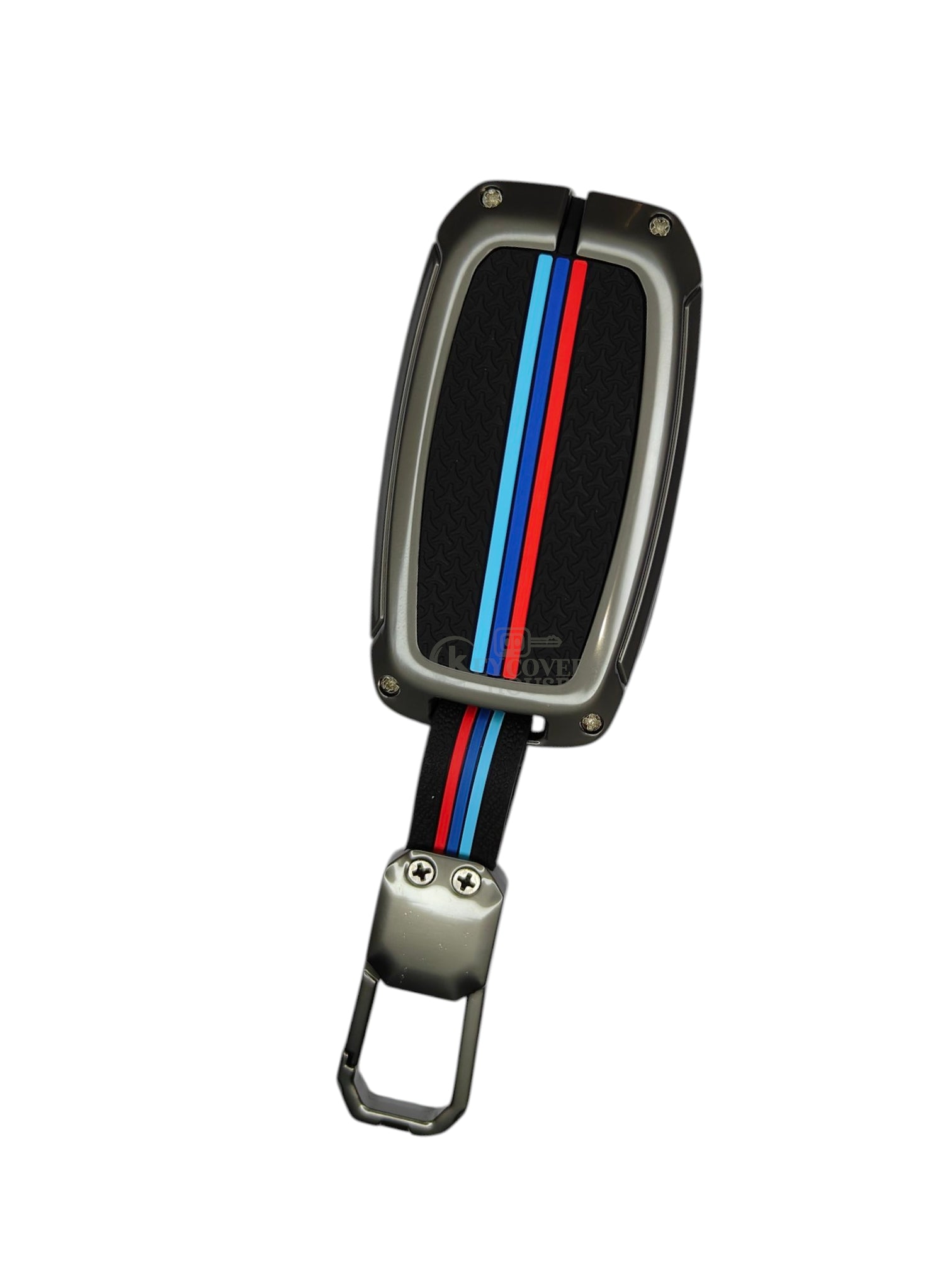KEY COVER HOUSE Metal Striped Key Cover And Key Chain Compatible For Kia Seltos 3 Button Smart key - Key Cover House