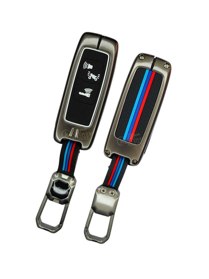 KEY COVER HOUSE Metal Striped Key Cover And Key Chain Compatible For Honda Activa | Dio H-Smart Key - Key Cover House