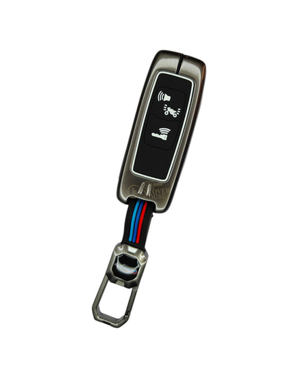 KEY COVER HOUSE Metal Striped Key Cover And Key Chain Compatible For Honda Activa | Dio H-Smart Key - Key Cover House