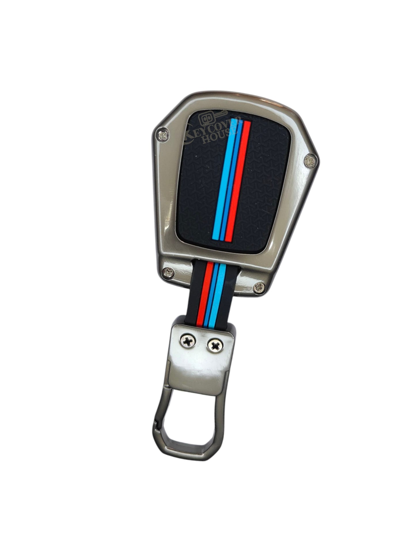 KEY COVER HOUSE Metal Striped Key Cover And Key Chain Compatible For Honda "Accod/Amaze/Brio/City/ CR-V/Jazz/Mobilio/WR-V"2 Button