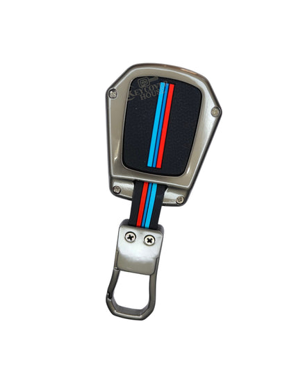 KEY COVER HOUSE Metal Striped Key Cover And Key Chain Compatible For Honda "Accod/Amaze/Brio/City/ CR-V/Jazz/Mobilio/WR-V"2 Button