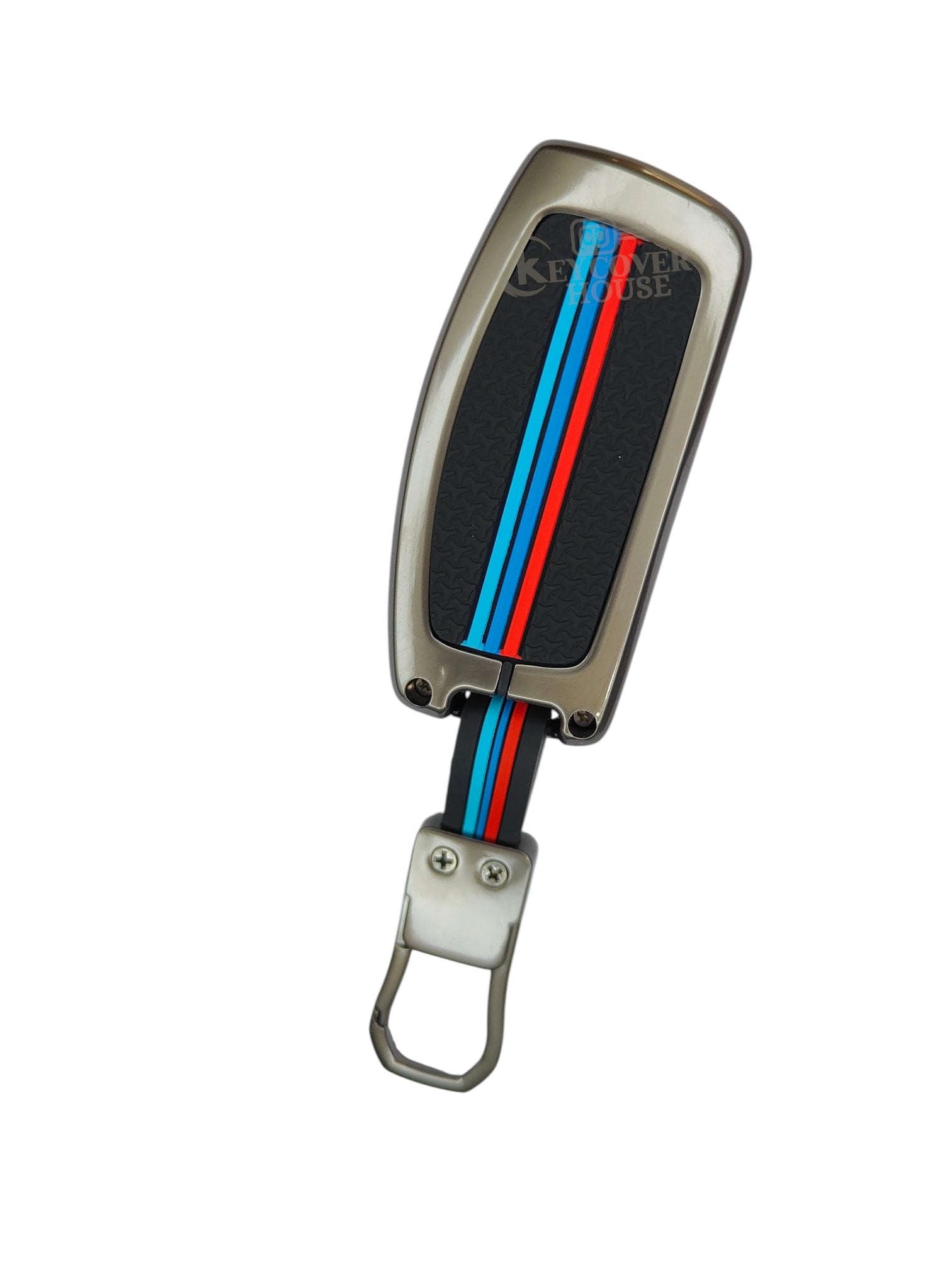 KEY COVER HOUSE Metal Striped Key Cover And Key Chain Compatible For  Ford Fiesta, Figo, Old Ecosport 3 Button Flip Key - Key Cover House