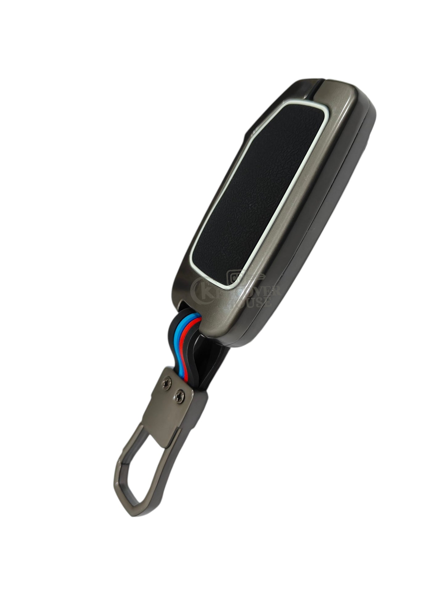 KEY COVER HOUSE Metal Striped Key Cover And Key Chain Compatible For Kia Seltos, Sonet 2023 Facelift 4 Button Smart Key - Key Cover House