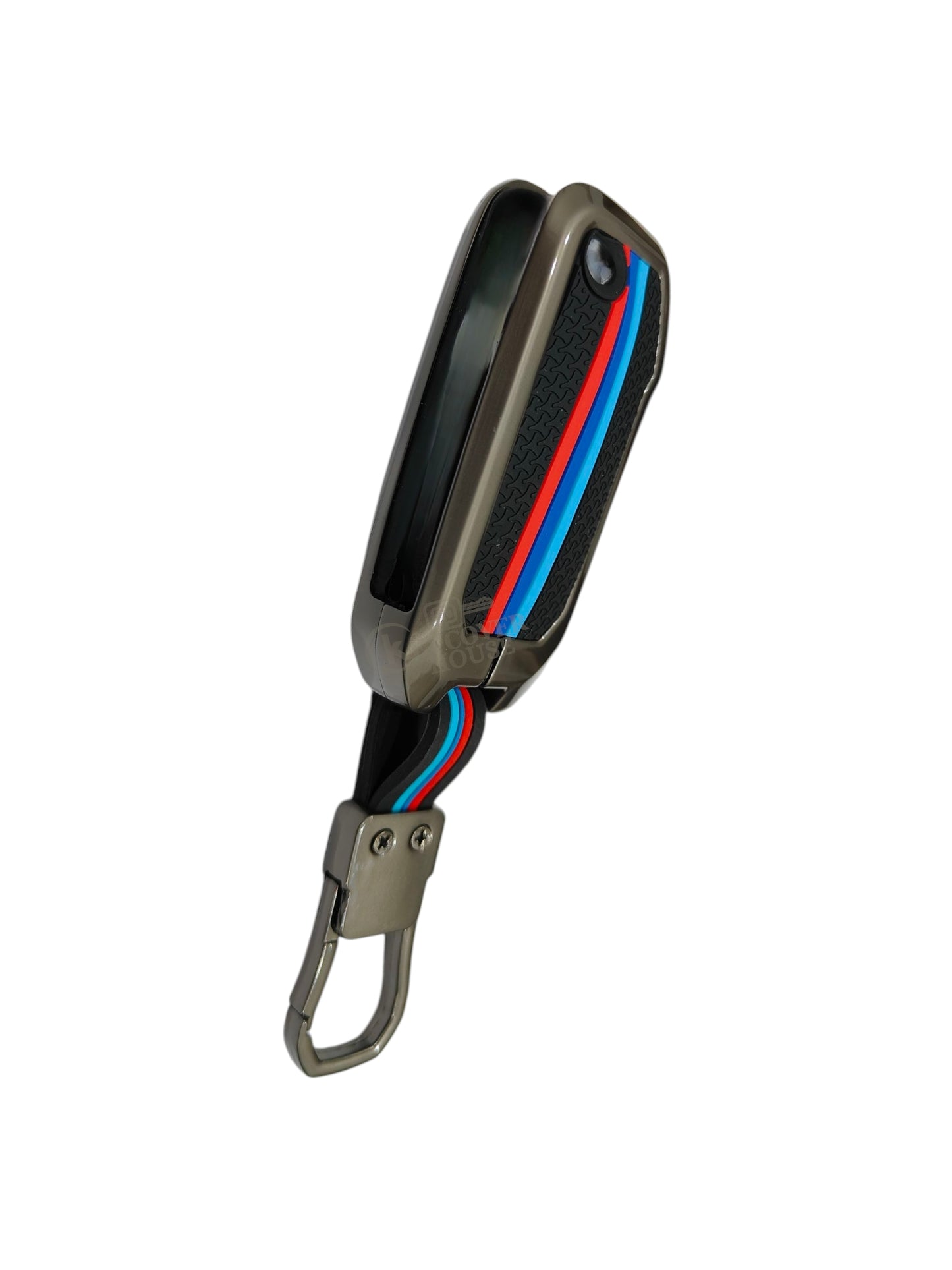 KEY COVER HOUSE Metal Striped Key Cover And Key Chain Compatible For Kia Seltos, Sonet 2023 onwards 3 Button Flip Key - Key Cover House