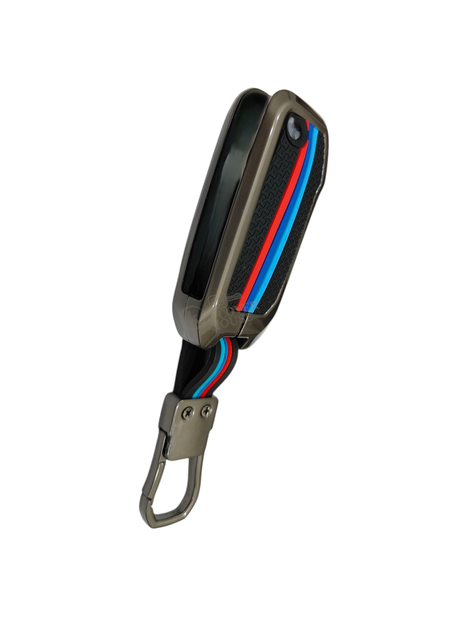 KEY COVER HOUSE Metal Striped Key Cover And Key Chain Compatible For Kia Seltos, Sonet 2023 onwards 3 Button Flip Key - Key Cover House