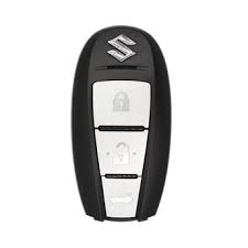 KEY COVER HOUSE Metal Striped Key Cover And Key Chain Compatible For Suzuki Baleno, Breeza, S Cross, Ciaz, Swift Car 3 Button Smart Key
