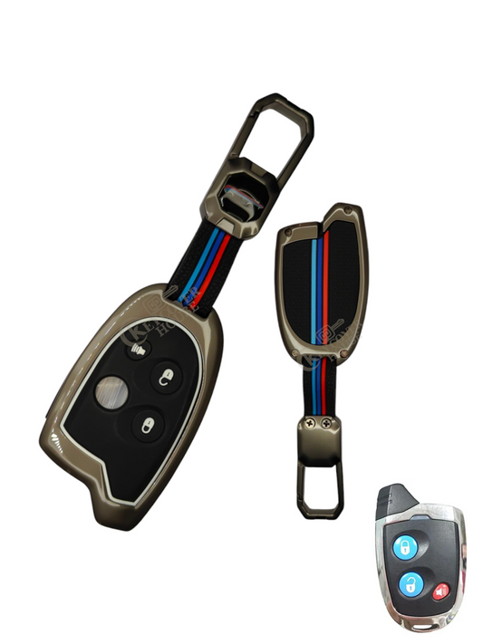 KEY COVER HOUSE Metal Striped Key Cover And Key Chain Compatible For Swift, Dzire, Ritz, WagonR, S-Cross, Ertiga, Astar, Ciaz, Celerio, WagonR, Baleno, Brezza Car Nippon Universal Remote