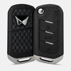 KEY COVER HOUSE Metal Striped Key Cover And Key Chain Compatible For Bolero 2020+/Marazzo/Scorpio 2019+/Thar2020+/TUV300Plus - Key Cover House