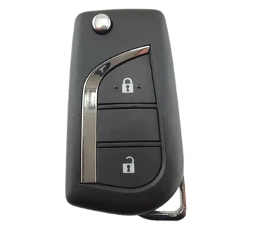 KEY COVER HOUSE Metal Striped Key Cover And Key Chain Compatible For Innova Crysta, Corolla Altis, 2 Button Flip Key
